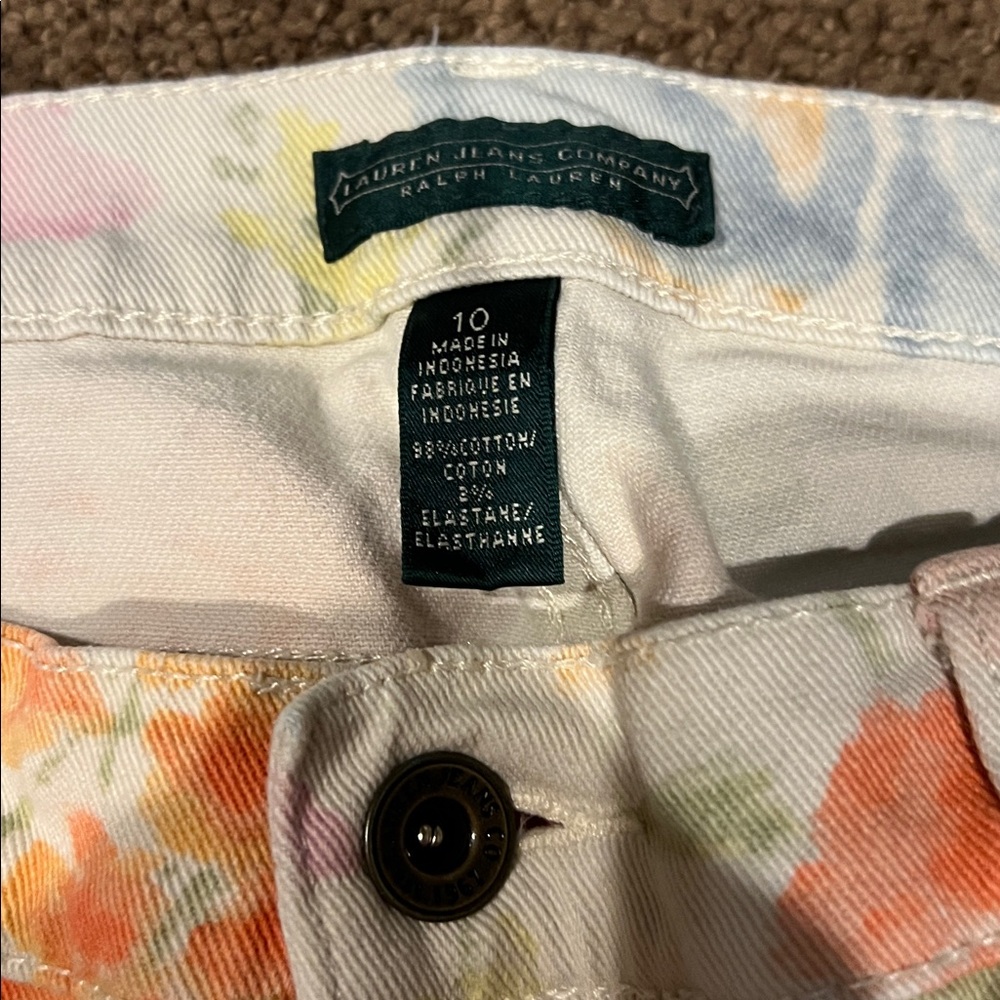 Ralph Lauren Floral Denim Jeans size 10 skinny flowers - Picture 5 of 10